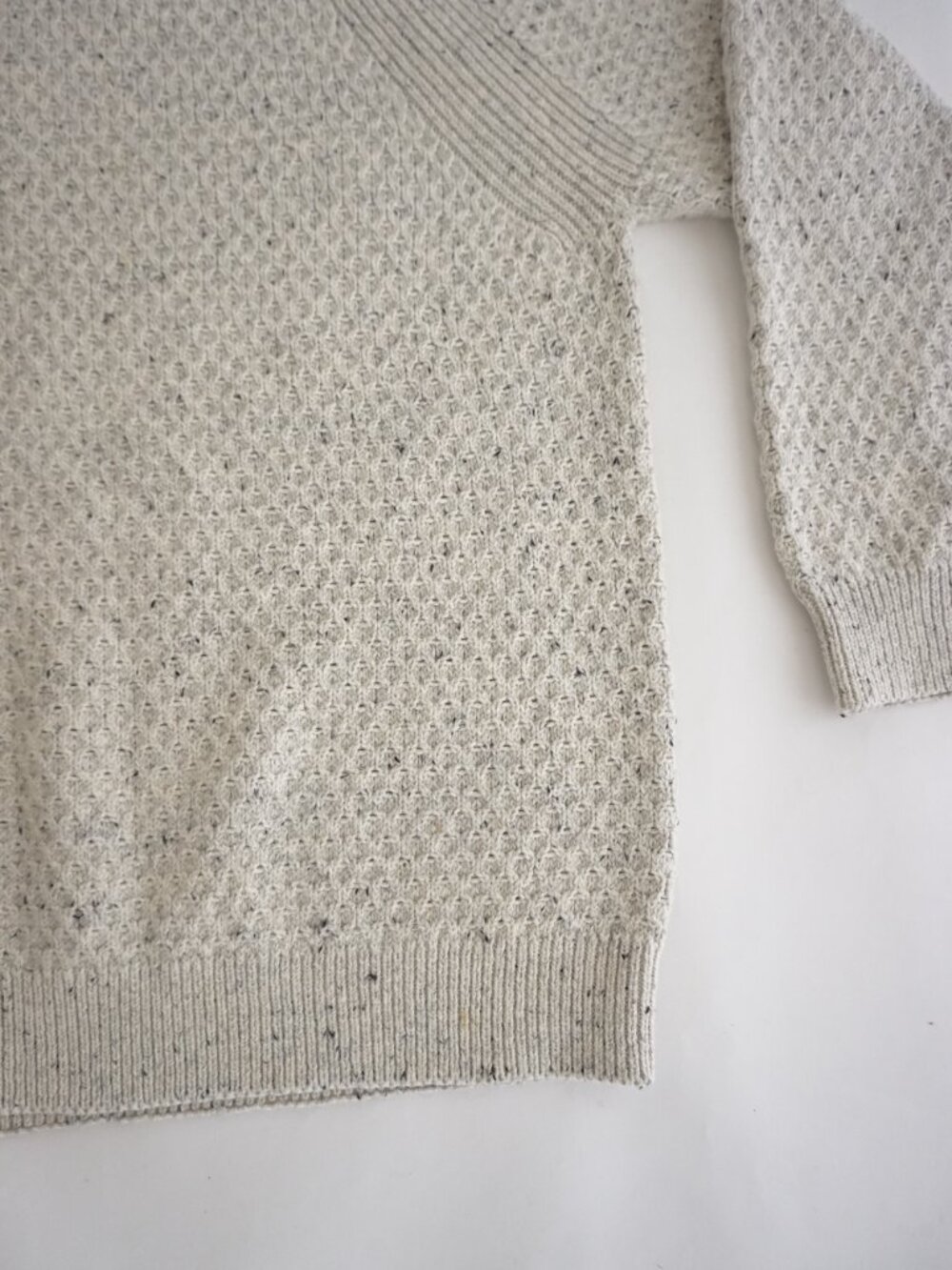 Vintage WindRiver Cream Speckled Knit Crew Neck Heavy Textured Cotton Sweater XL - Picture 5 of 10